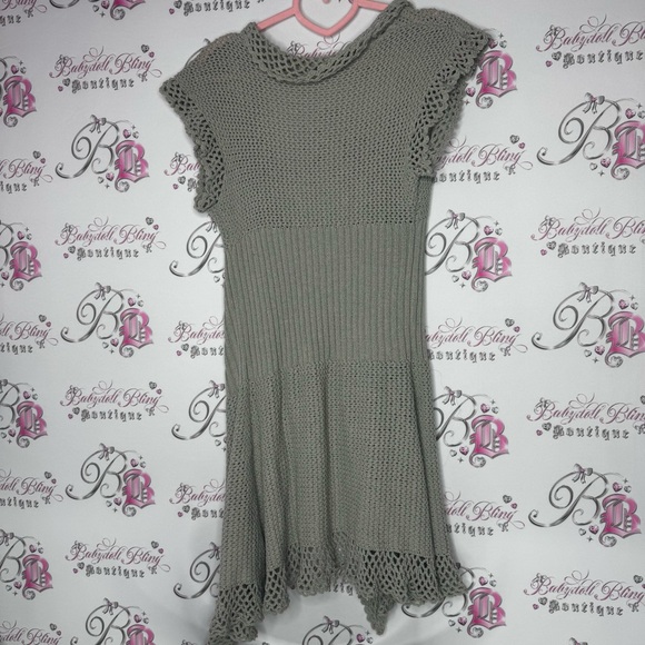 Dress cardigan grey knit crochet knitted buttons flowy waterfall comfy stretchy - Picture 2 of 16